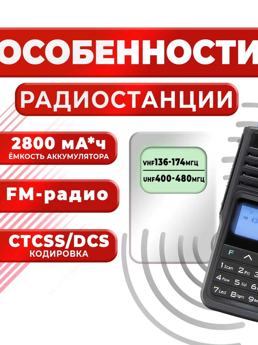 Портативная радиостанция TYT TH-UV99, черная, 10 Вт, радиус до 15 км, UHF VHF