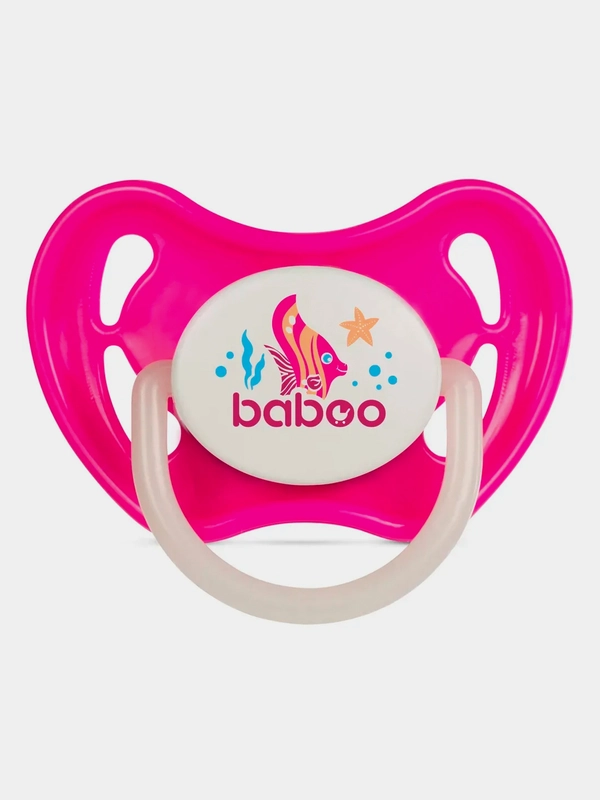 Соска-пустышка BABOO, силиконовая, круглая, Sealife, с 6 месяцев