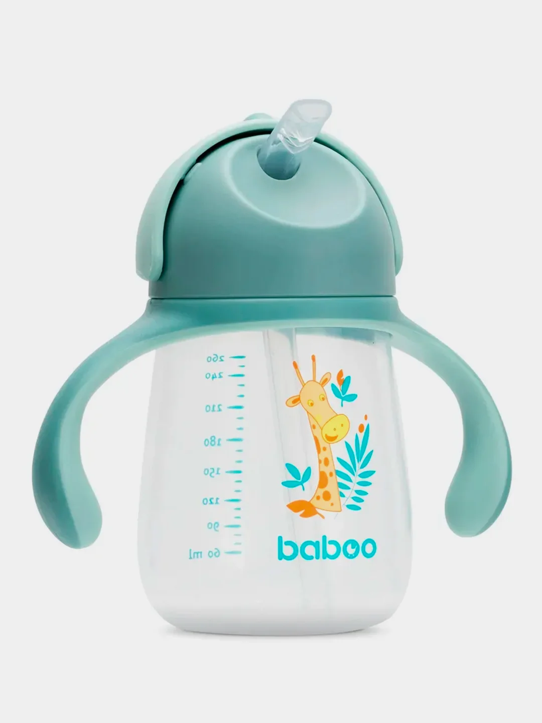 Кружка-поильник BABOO Safari, с трубочкой, 260 мл, с 9 месяцев