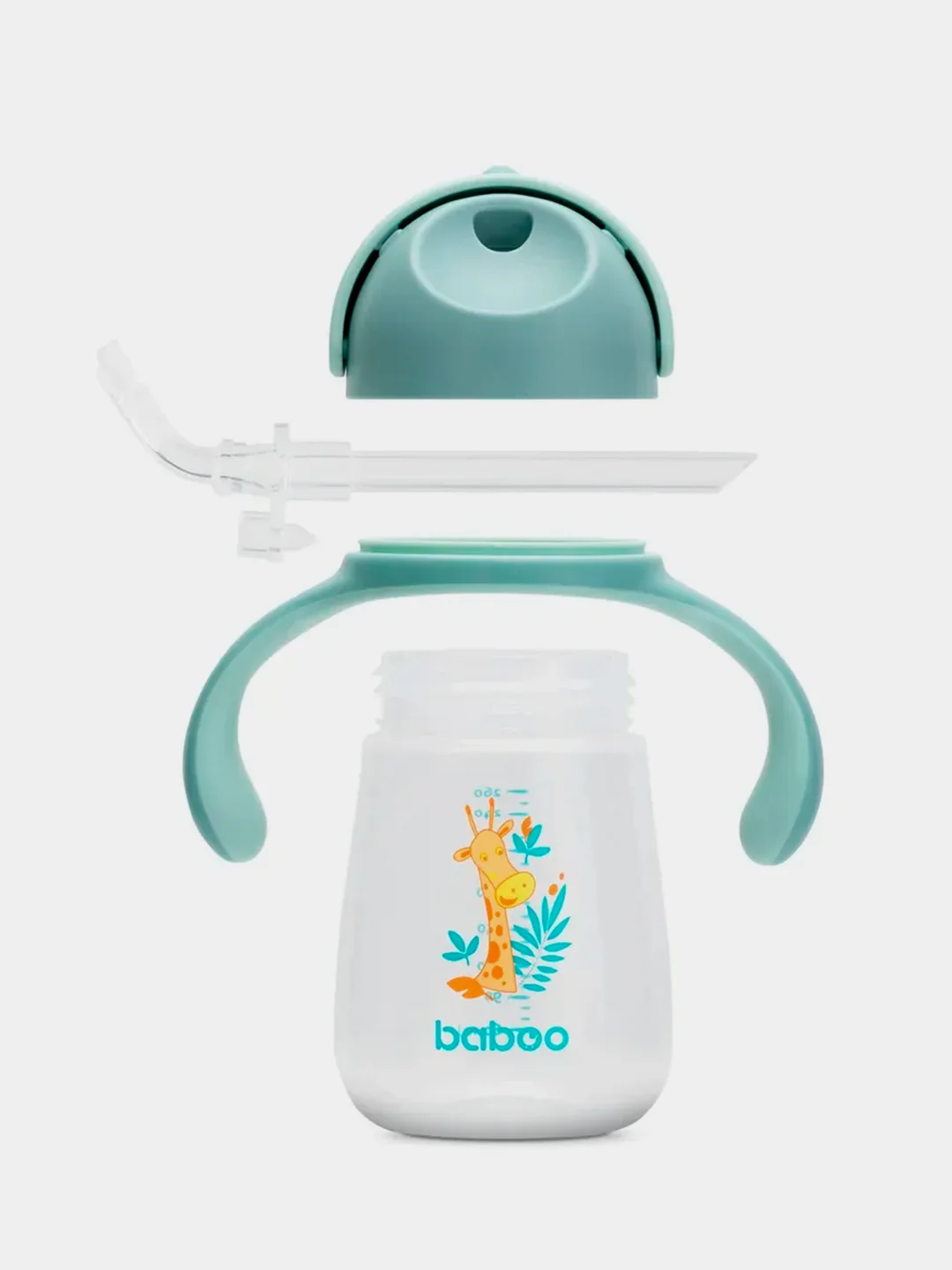 Кружка-поильник BABOO Safari, с трубочкой, 260 мл, с 9 месяцев
