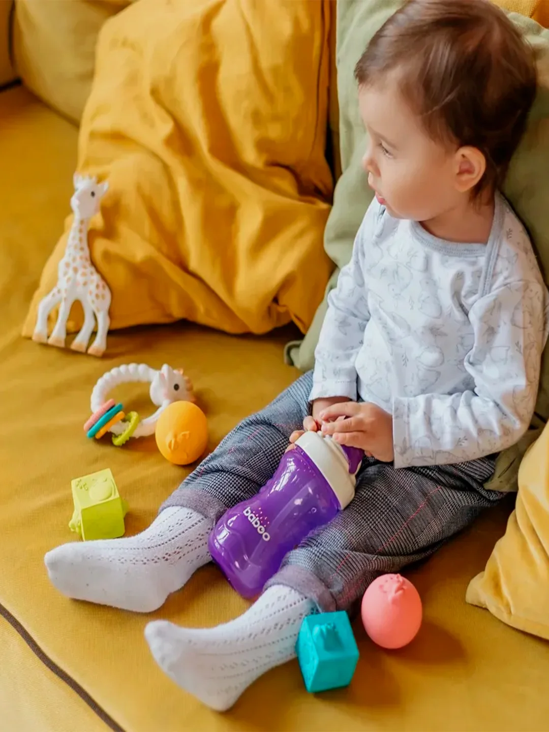 Поильник с трубочкой BABOO, 360 мл, фиолетовый