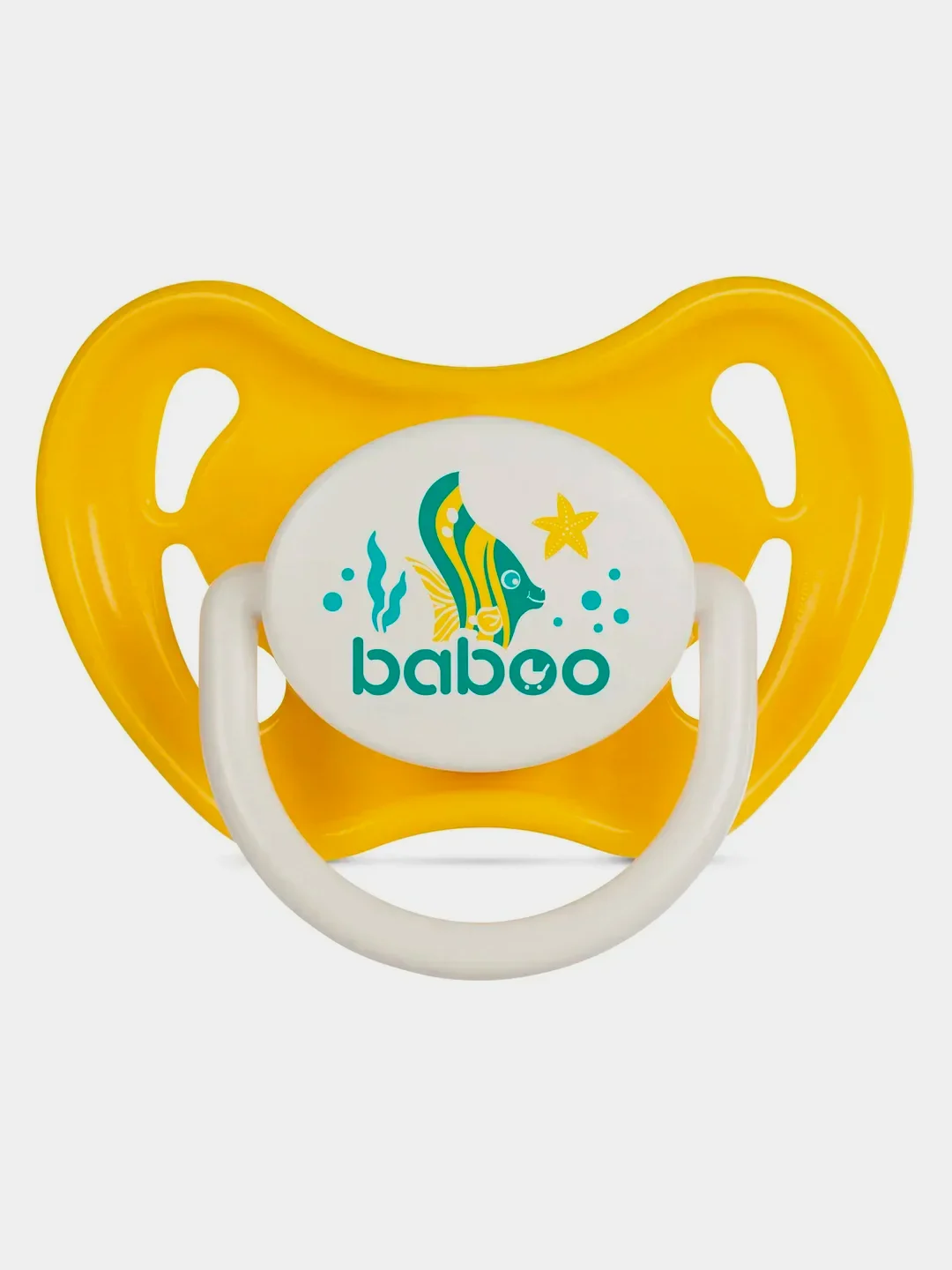Соска-пустышка BABOO Sealife, латекс, круглая, желтая