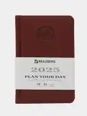 Ежедневник датированный 2025 Brauberg, планер планинг записная книжка А6, под кожу