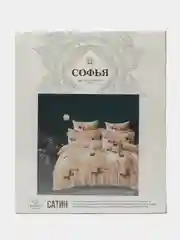 Светло-бежевый белье постельное 2 спальное евро 200Х215 (70х70) Софья 100% хлопок Сатин