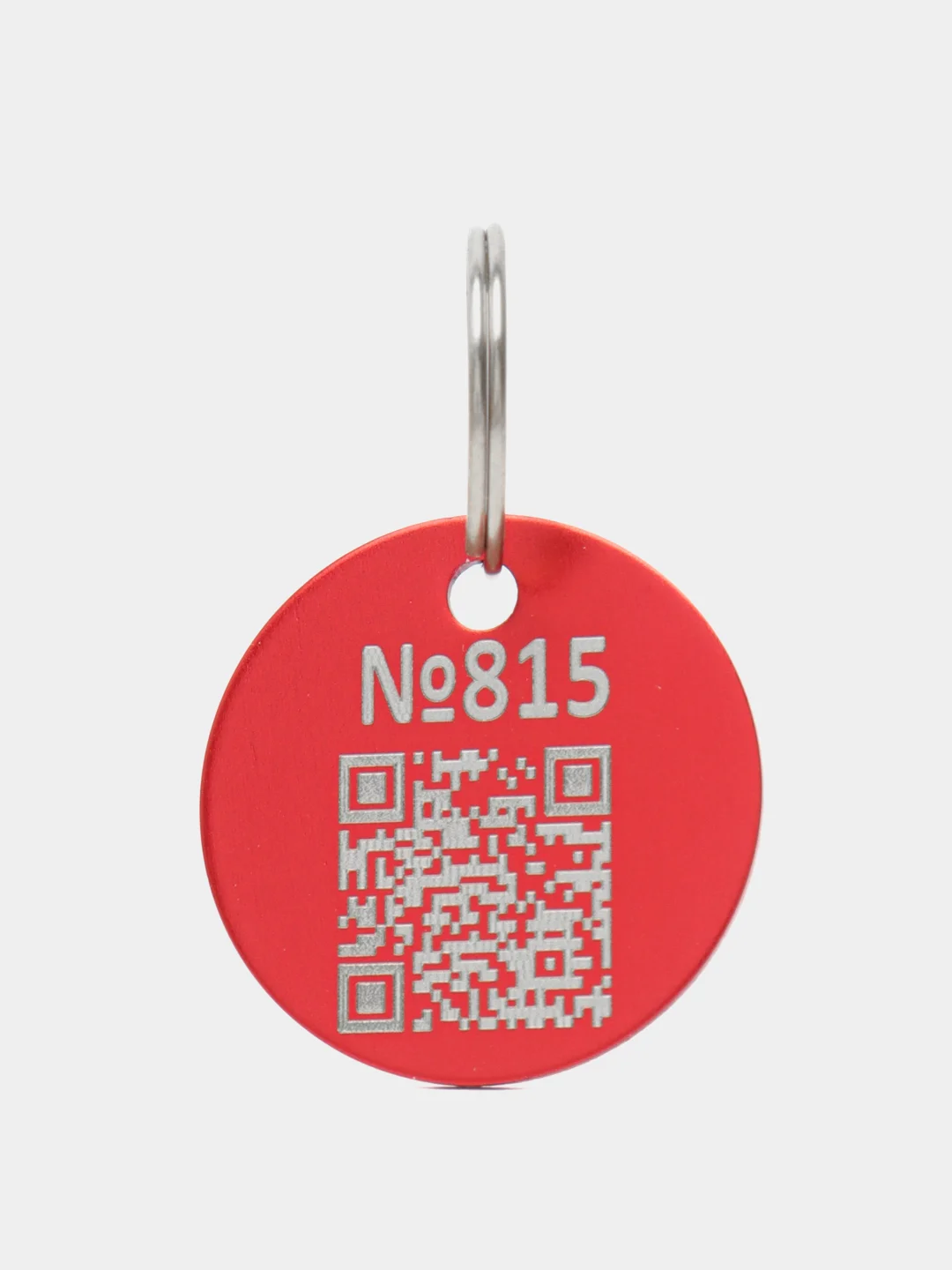 Красный адресник-медальон 25 мм с QR кодом для защиты питомца