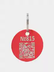 Красный адресник-медальон 25 мм с QR кодом для защиты питомца