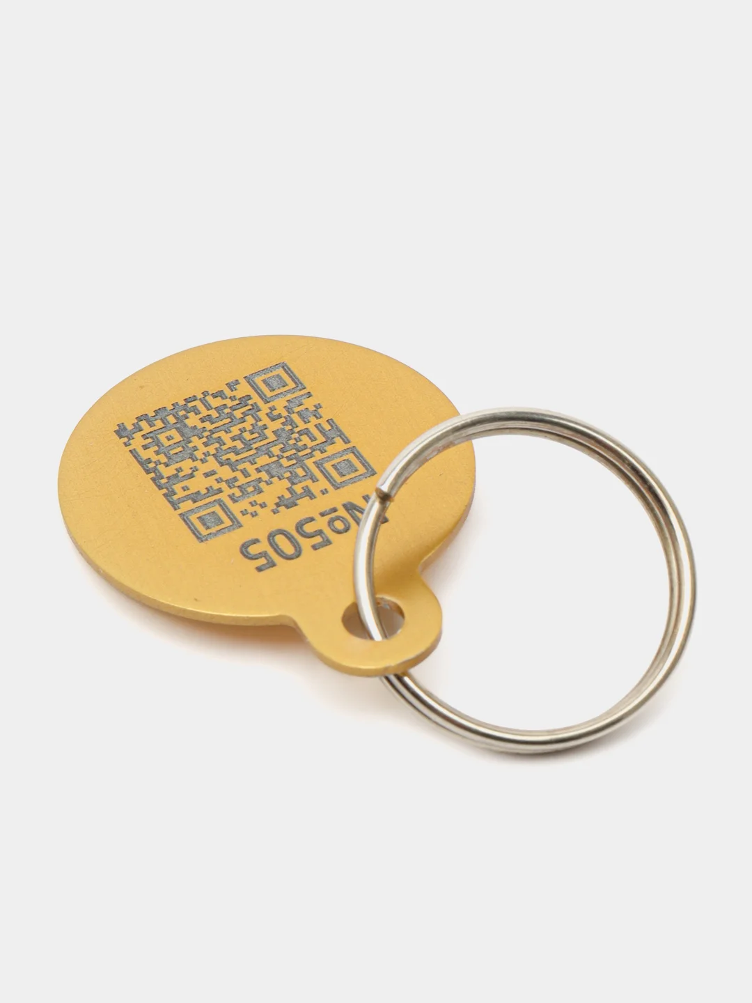 Желтый адресник-медальон 25 мм с QR кодом для защиты питомца