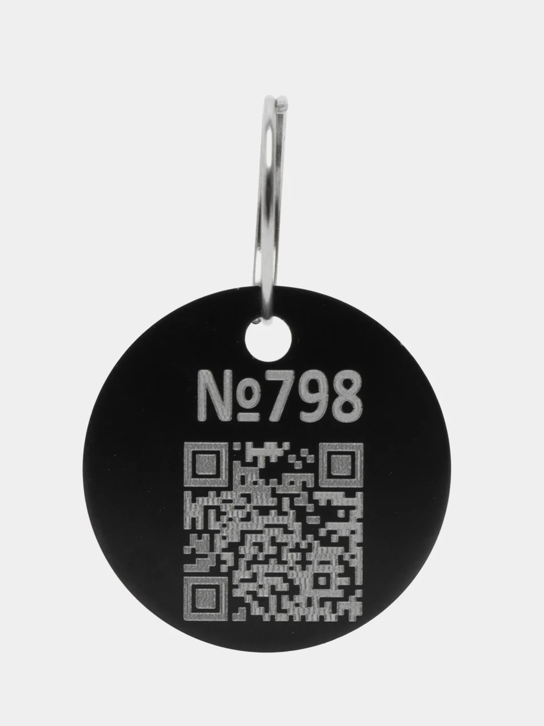 Черный адресник-медальон 25 мм с QR кодом для защиты питомца