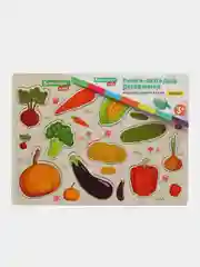 Рамка вкладыш Brauberg Kids, 665255, деревянная Монтессори, сортер для малышей Овощи