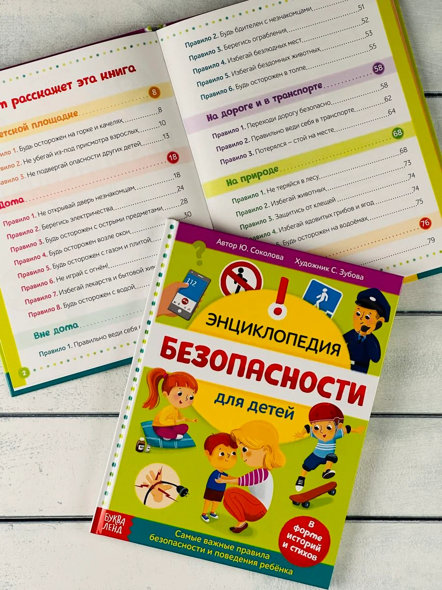 Книжка Энциклопедия безопасности ОБЖ Правила Истории Рассказ