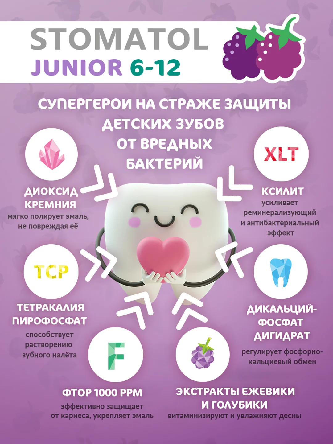 Профилактическая детская зубная паста Stomatol Junior 6-12 лет