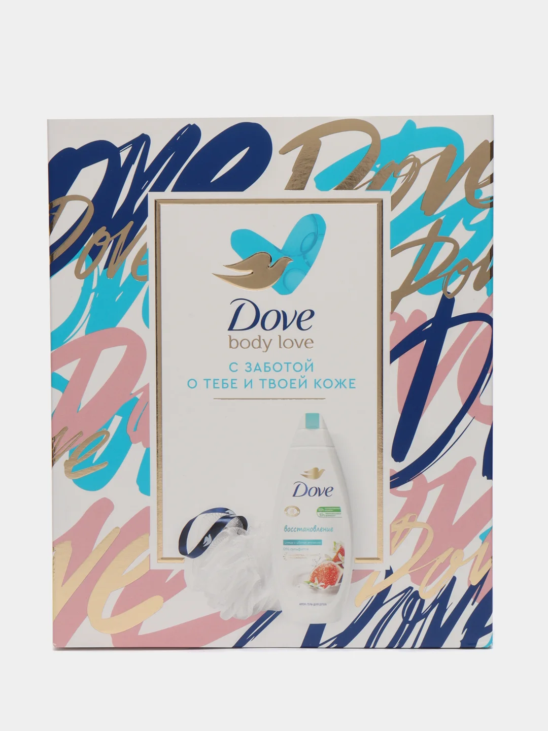 DOVE Подарочный набор Нежное очищение: Крем-гель для душа Инжир и Апельсина 250мл+Мочалка