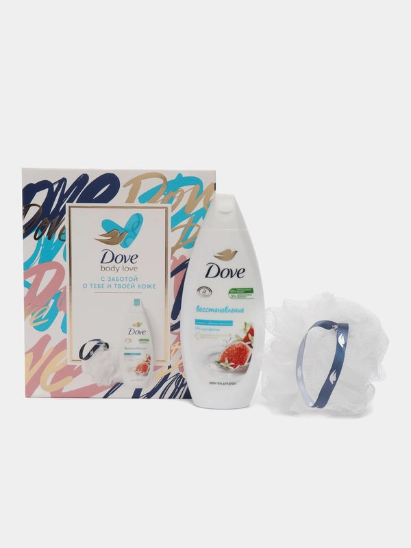 DOVE Подарочный набор Нежное очищение: Крем-гель для душа Инжир и Апельсина 250мл+Мочалка