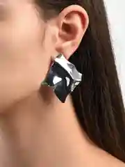 Серебряный серьги бижутерия женские, крупные, мятые, из титановой стали