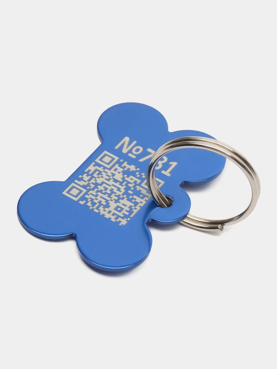 Синий адресник с qr кодом для защиты от пропажи питомца