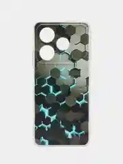 Бирюзовый чехол на Tecno Pova 6 Neo / Техно Пова 6 Нео прозрачный, с принтом, защита камеры