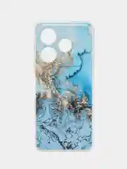 Голубой чехол на Tecno Pova 6 Neo / Техно Пова 6 Нео прозрачный, с принтом, защита камеры