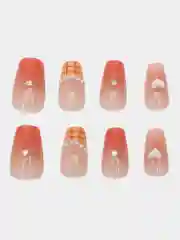 Белый накладные ногти с дизайном и клеем, набор накладных ногтей
