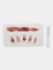 Золотой накладные ногти с дизайном и клеем, набор накладных ногтей