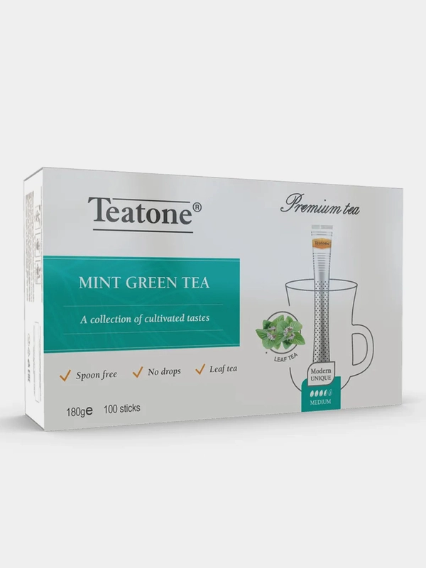 Чай зеленый TEATONE с мятой, 100 стиков 
