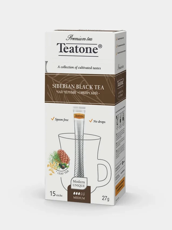 Чай чёрный TEATONE, Сибирский, с ароматом кедра и можжевельника, 15 стиков по 1,8 г