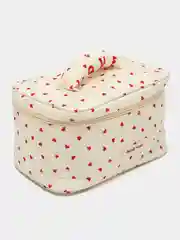 Красный косметичка женская Love с ручкой, тканевая, органайзер для косметики, аксессуаров
