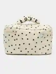 Черный косметичка женская Love с ручкой, тканевая, органайзер для косметики, аксессуаров