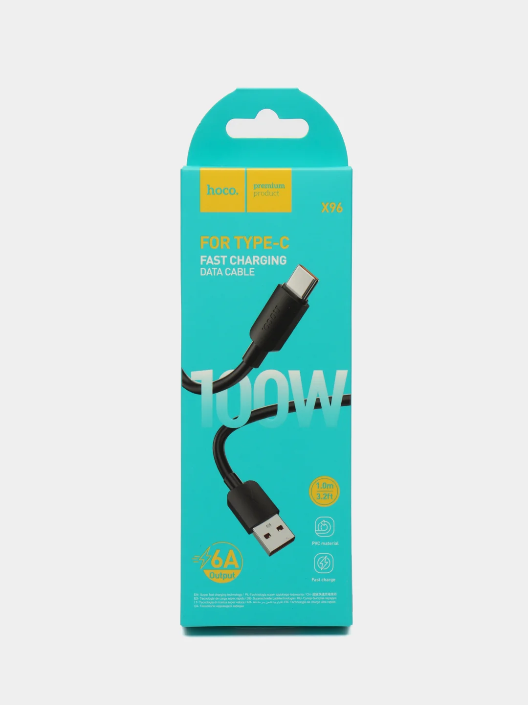 Черный кабель для зарядки Hoco X96 Hyper Type-C - USB, PVC