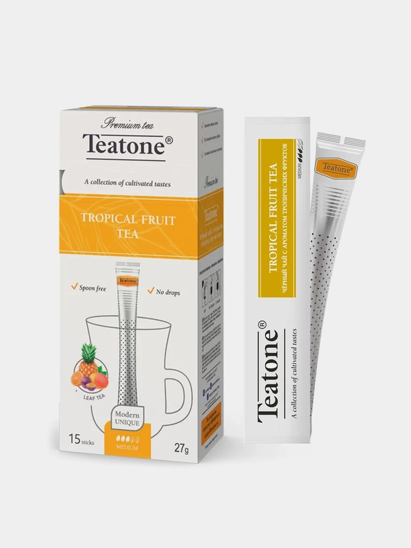 Чай черный  TEATONE,аромат тропических фруктов, 15стиков*1,8г