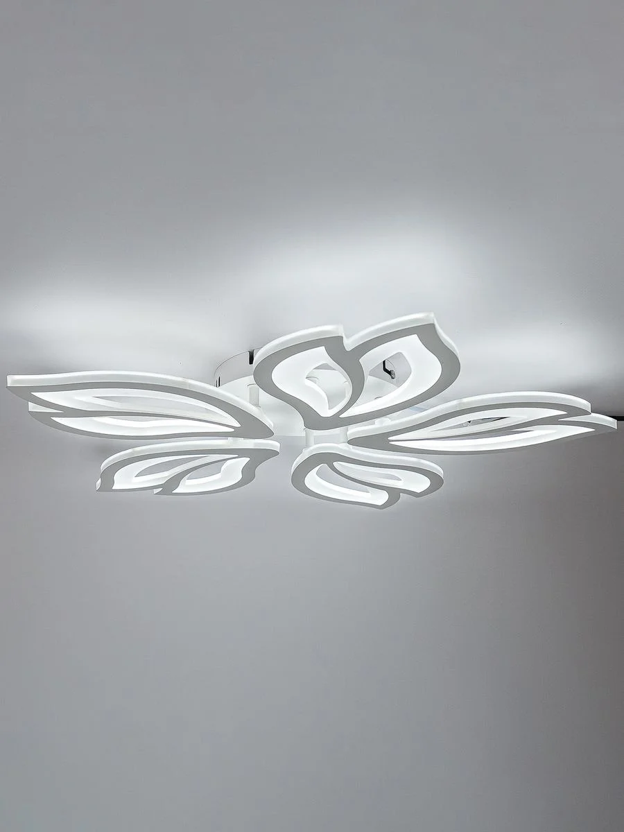Белый светодиодная диммируемая люстра 3000-6500К 90Вт Glanzen LED-0090-FLOWER-white 35 кв.м 4 р