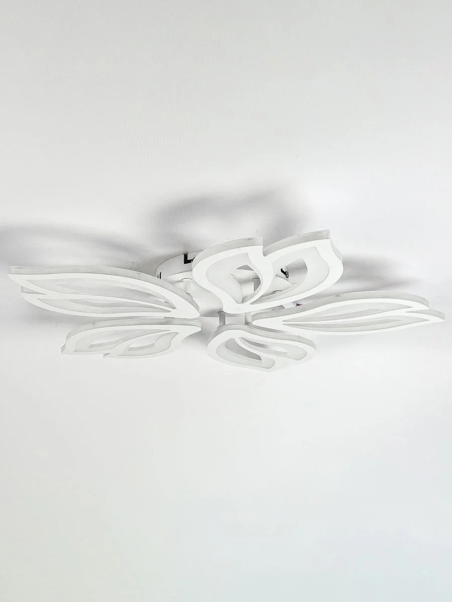 Белый светодиодная диммируемая люстра 3000-6500К 90Вт Glanzen LED-0090-FLOWER-white 35 кв.м 4 р