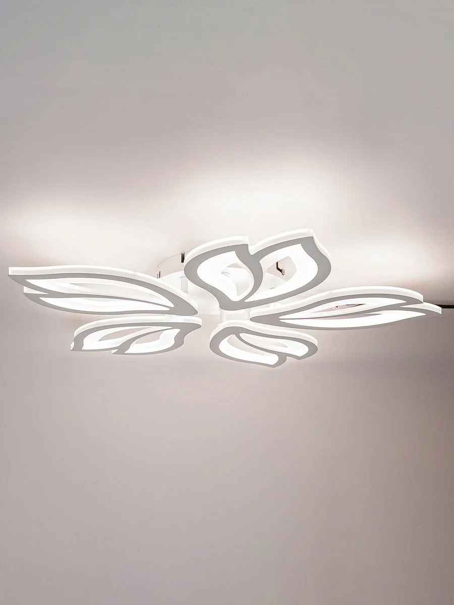 Белый светодиодная диммируемая люстра 3000-6500К 90Вт Glanzen LED-0090-FLOWER-white 35 кв.м 4 р