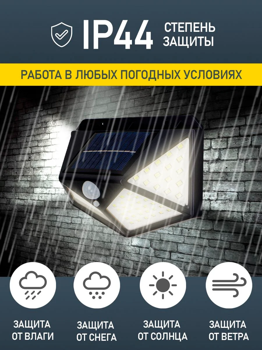 Черный светодиодный прожектор на солнечных батареях с датчиком движения GLANZEN FAD-0002-3-solar