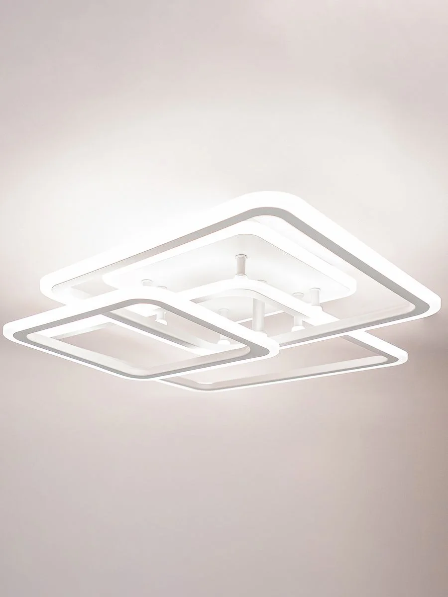 Белый светодиодная диммируемая люстра 3000-6500К 90Вт Glanzen LED-0090-SQUARE-white 35 кв.м 4 р