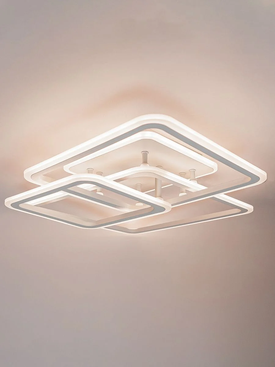Белый светодиодная диммируемая люстра 3000-6500К 90Вт Glanzen LED-0090-SQUARE-white 35 кв.м 4 р