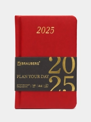 Ежедневник датированный 2025 Brauberg, планер планинг записная книжка А6, под кожу