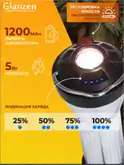 Черный светодиодный кемпинговый аккумуляторный с 3 режимами USB фонарь GLANZEN CFL-0005-100