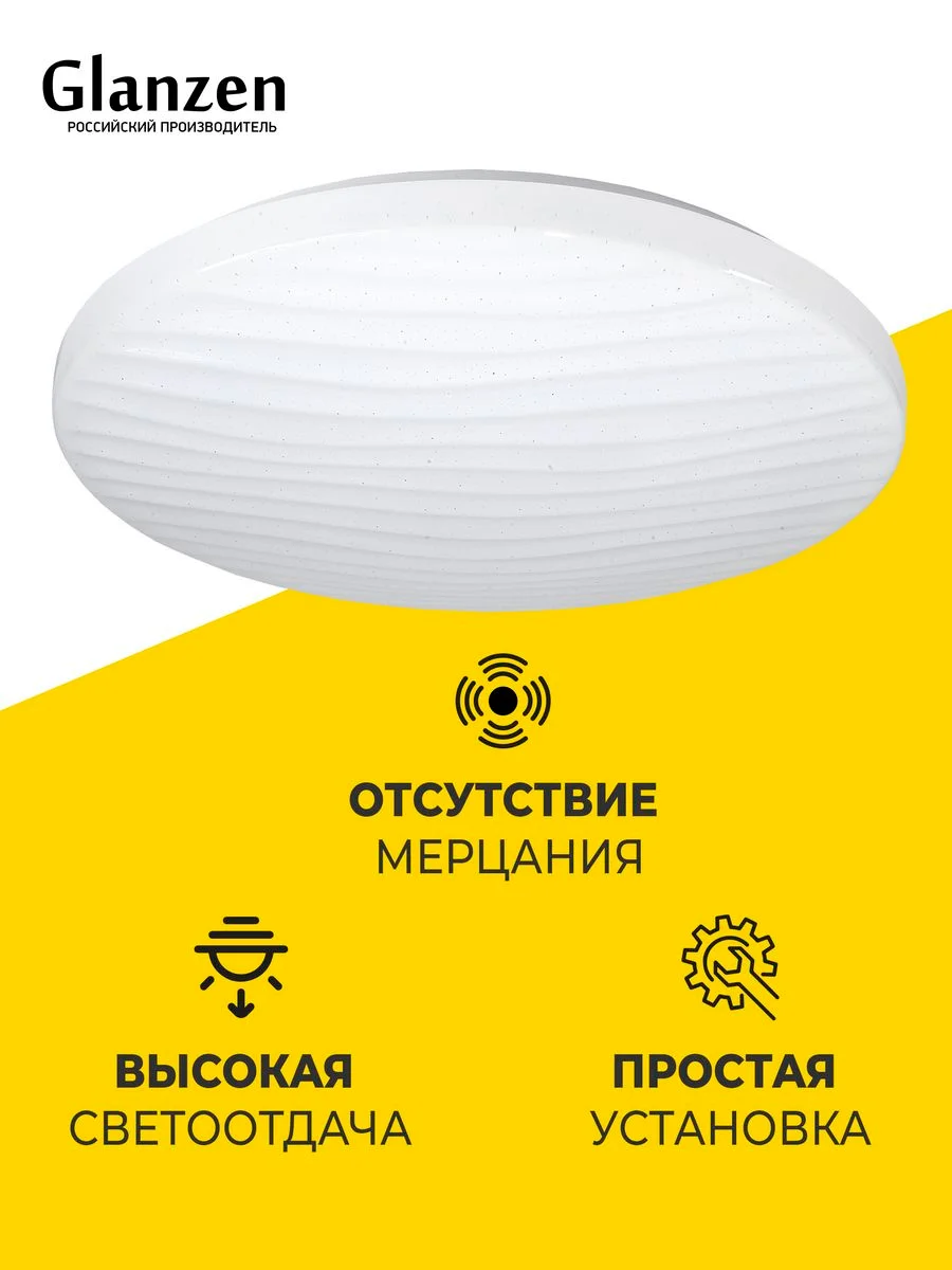 Белый светодиодный настенно-потолочный светильник GLANZEN RPD-0080-500-WAVE 80 Вт 3000К-6000К