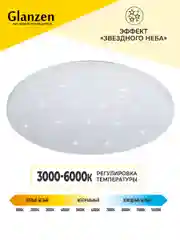 Белый светодиодный настенно-потолочный светильник GLANZEN RPD-0080-500-WAVE 80 Вт 3000К-6000К