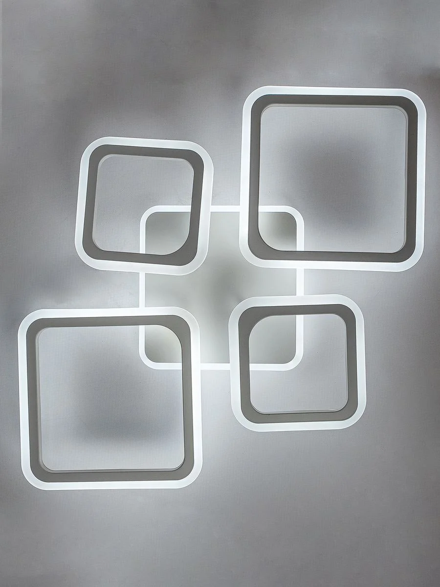Белый светодиодная диммируемая люстра 3000-6500К GLANZEN 73Вт LED-0070-SQUARE-white 25кв.м 4 р