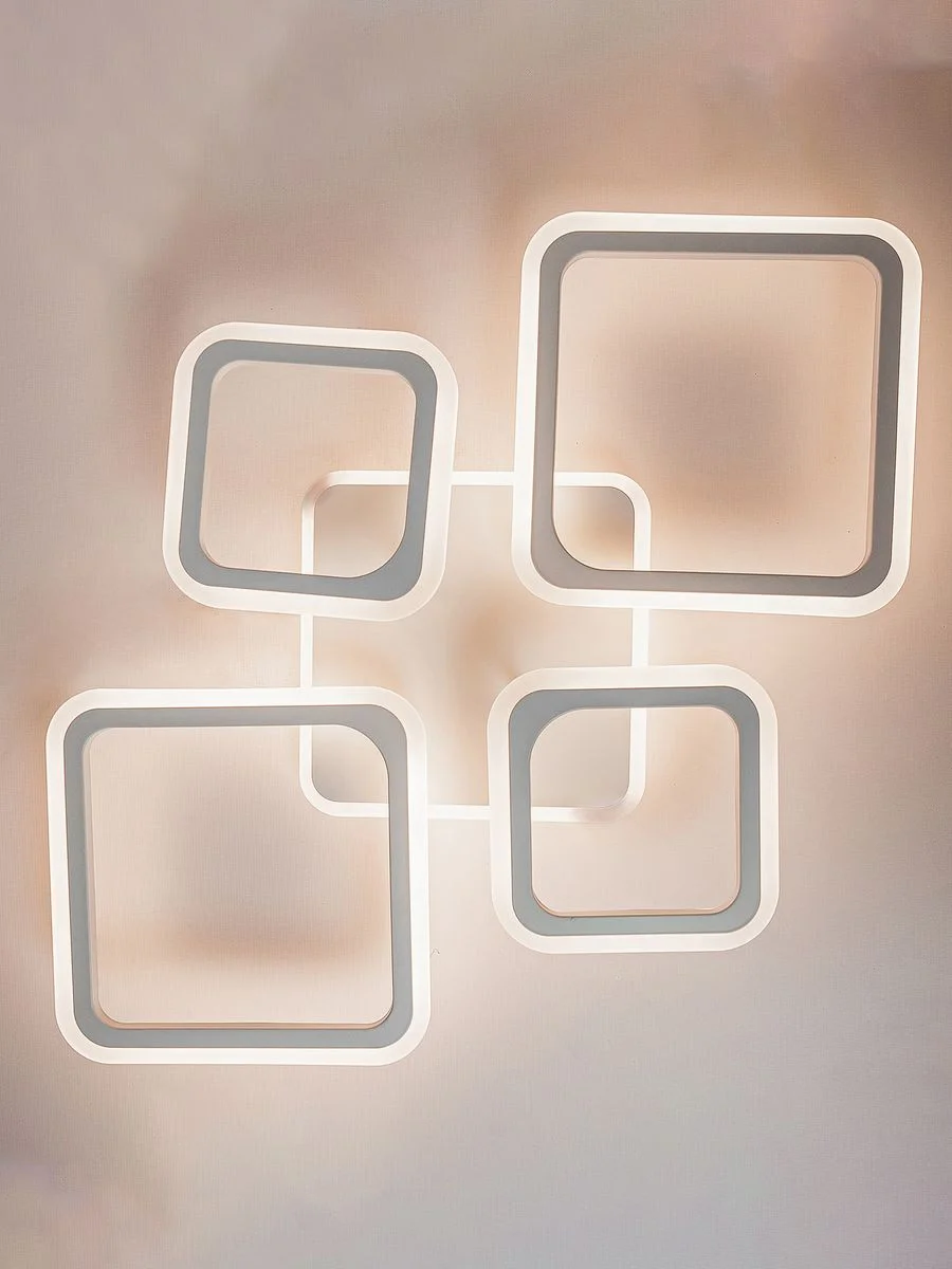 Белый светодиодная диммируемая люстра 3000-6500К GLANZEN 73Вт LED-0070-SQUARE-white 25кв.м 4 р