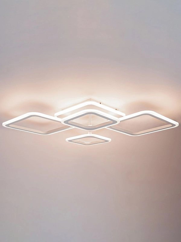 Светодиодная диммируемая люстра 3000-6500К GLANZEN 73Вт LED-0070-SQUARE-white 25кв.м 4 р