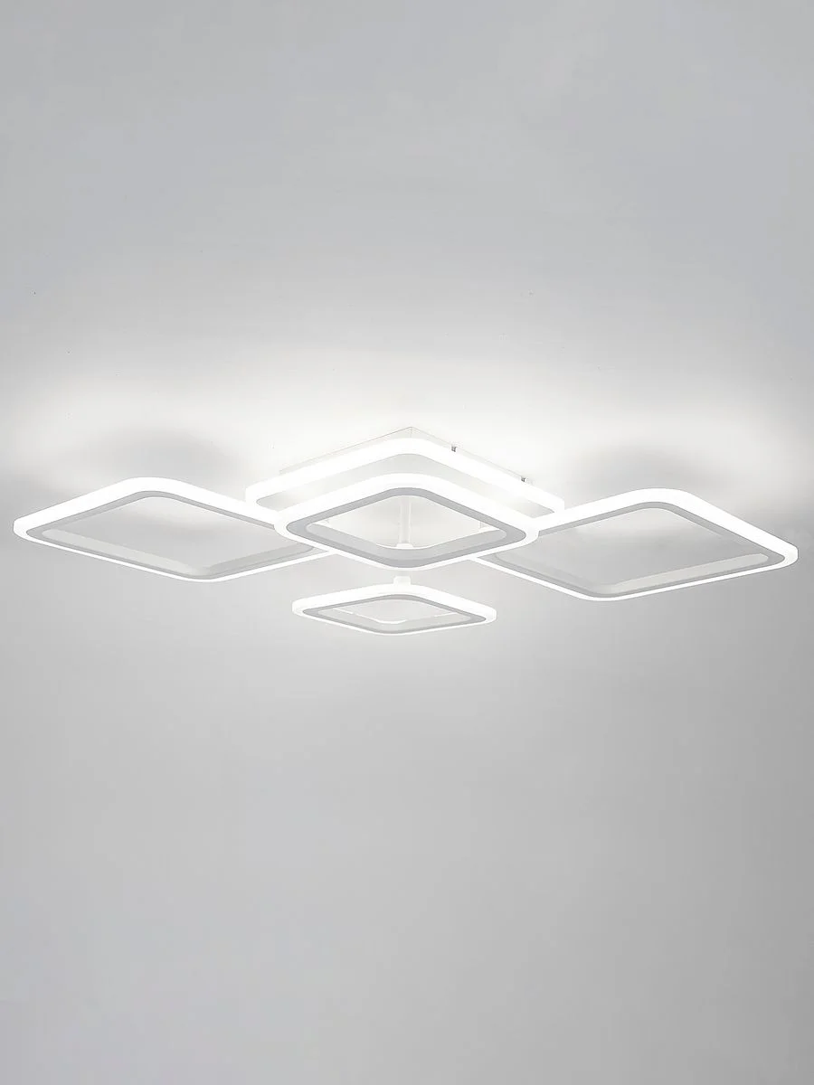 Белый светодиодная диммируемая люстра 3000-6500К GLANZEN 73Вт LED-0070-SQUARE-white 25кв.м 4 р