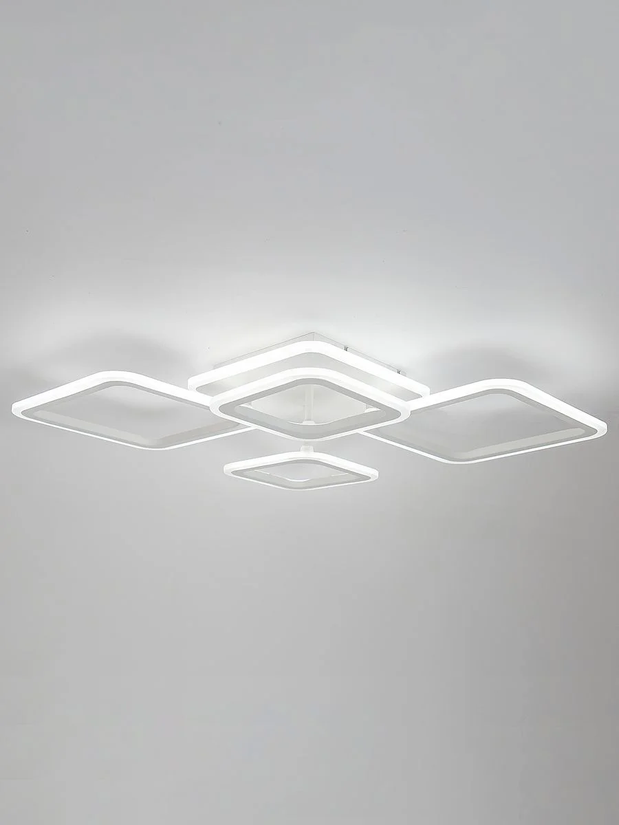 Белый светодиодная диммируемая люстра 3000-6500К GLANZEN 73Вт LED-0070-SQUARE-white 25кв.м 4 р