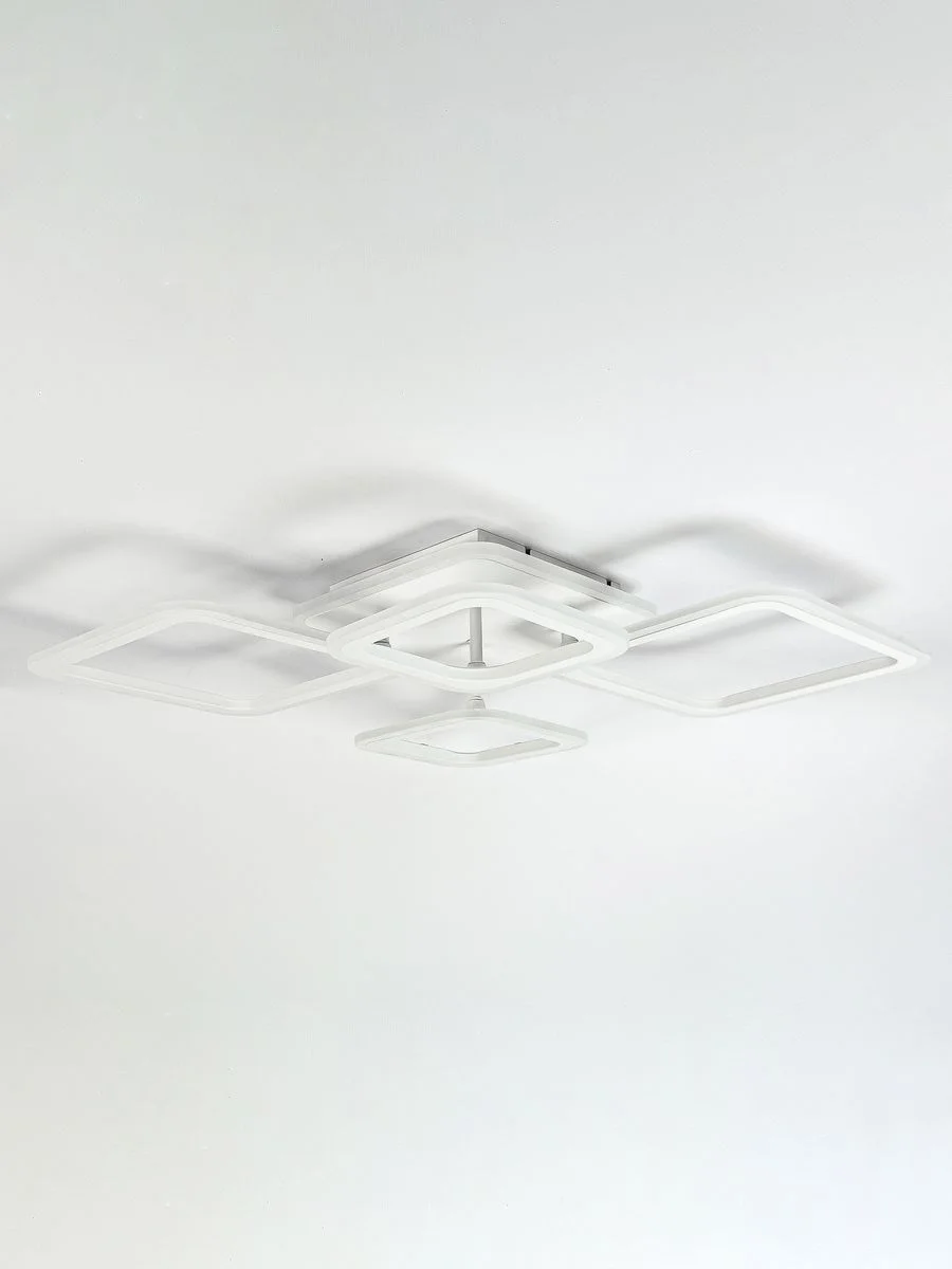 Белый светодиодная диммируемая люстра 3000-6500К GLANZEN 73Вт LED-0070-SQUARE-white 25кв.м 4 р