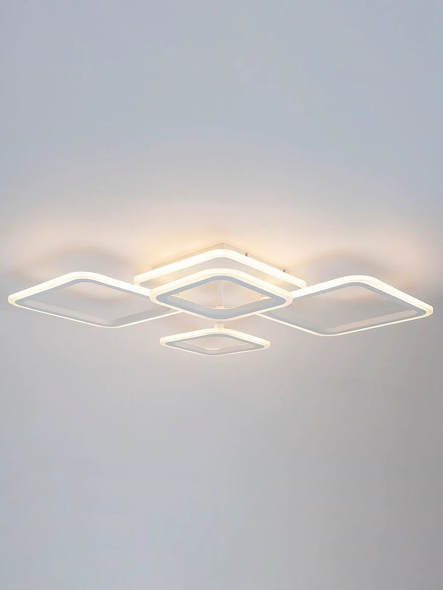 Белый светодиодная диммируемая люстра 3000-6500К GLANZEN 73Вт LED-0070-SQUARE-white 25кв.м 4 р