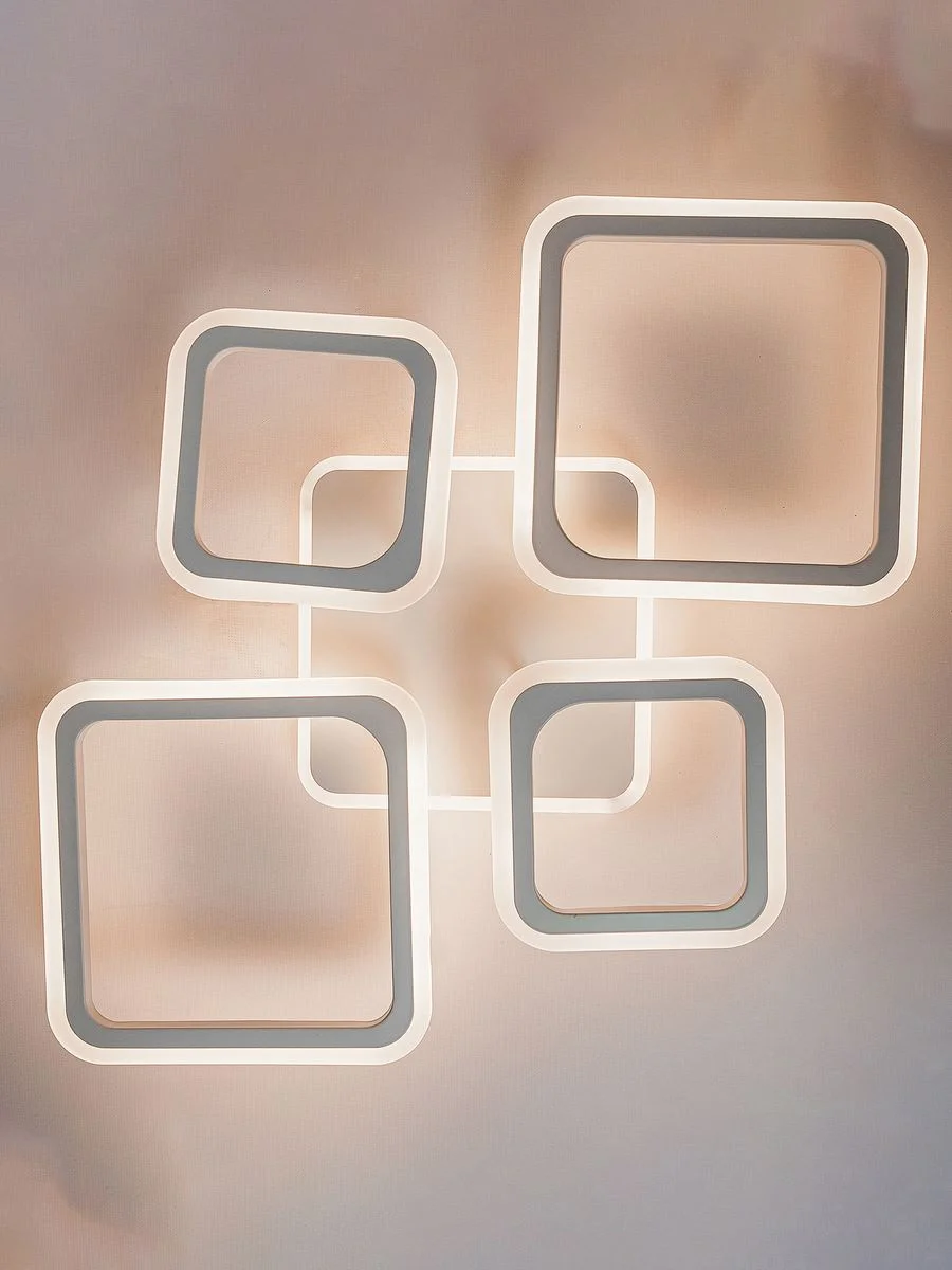 Белый светодиодная диммируемая люстра 3000-6500К GLANZEN 73Вт LED-0070-SQUARE-white 25кв.м 4 р