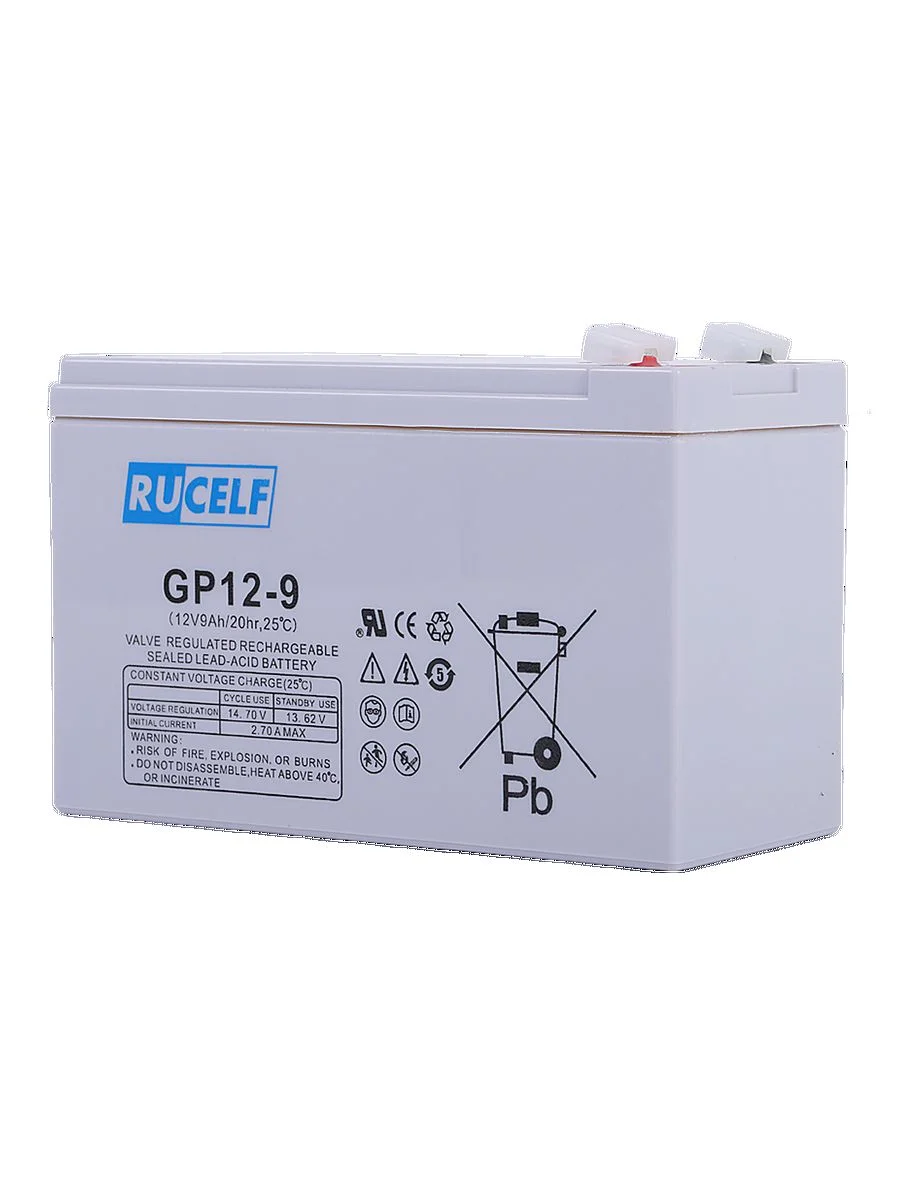 Серый аккумулятор свинцово-кислотный 12V 9Ah RUCELF GP12-9 батарея для ИБП и UPS