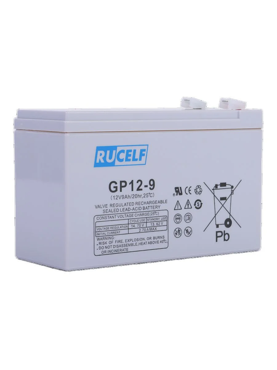 Серый аккумулятор свинцово-кислотный 12V 9Ah RUCELF GP12-9 батарея для ИБП и UPS