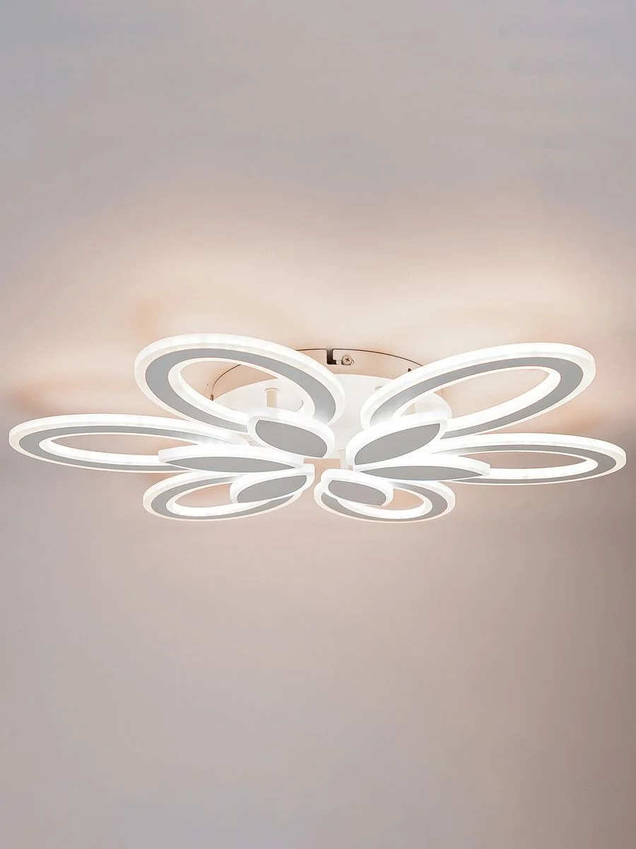 Белый светодиодная диммируемая люстра 3000-6500К 120Вт Glanzen LED-0120-Camelia-white 35кв.м 4 р